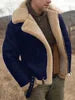 Men Ohsisa Winter Warm Faux Fur Motorcycle Jacket with Zipper
