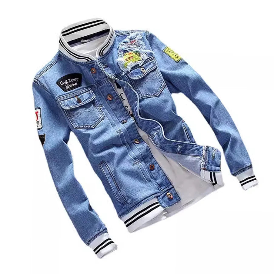 Men's Denim Jacket Casual Trendy Button Street Cool Wear.