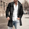 Men’s Plaid  Polyester Turn-down Collar Casual Coat