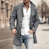 Men’s Plaid  Polyester Turn-down Collar Casual Coat
