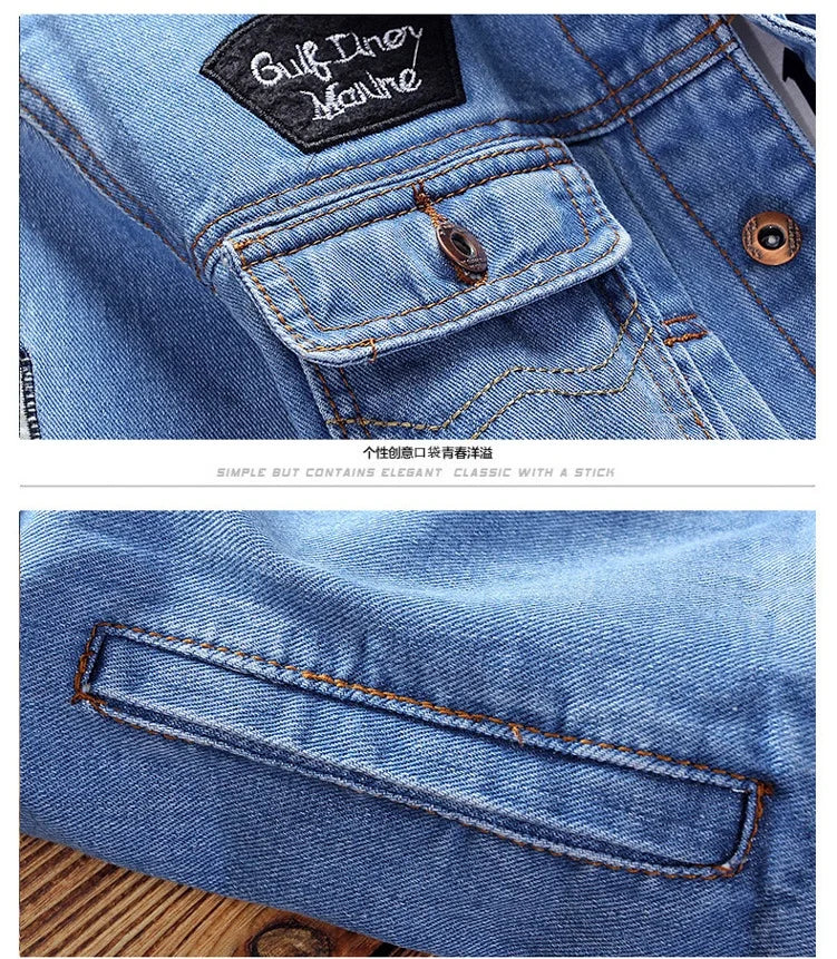 Men's Denim Jacket Casual Trendy Button Street Cool Wear.