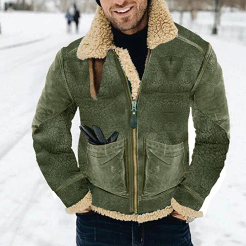 Men Liu Ming Trending Winter Thick Warm Zipper Fleece Jacket