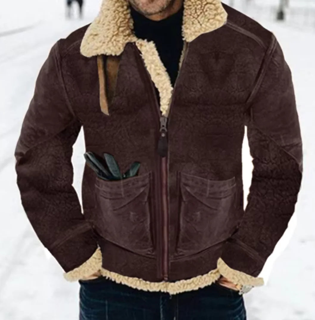 Men Liu Ming Trending Winter Thick Warm Zipper Fleece Jacket