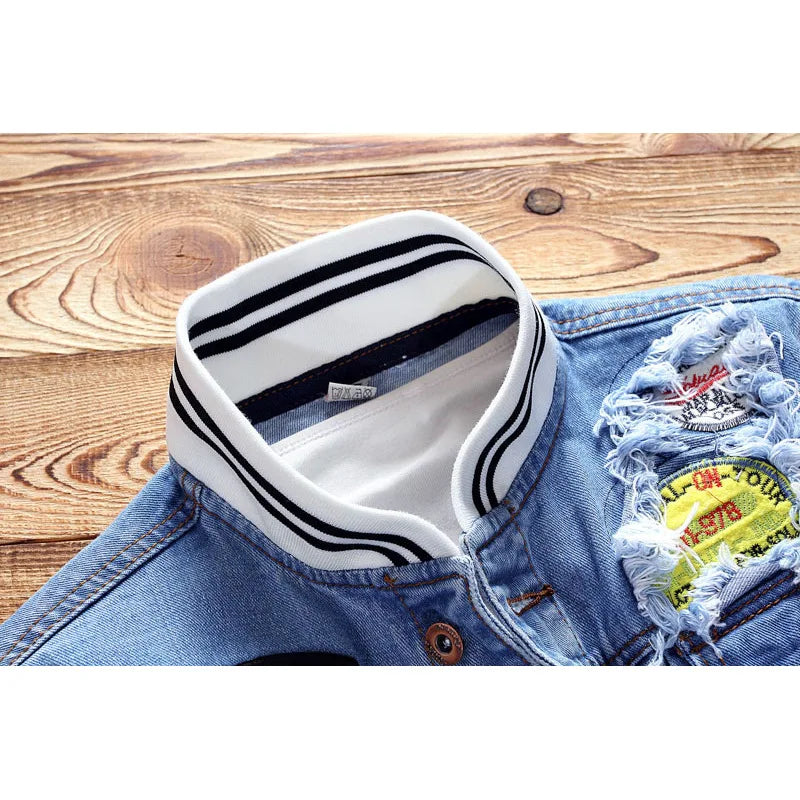 Men's Denim Jacket Casual Trendy Button Street Cool Wear.