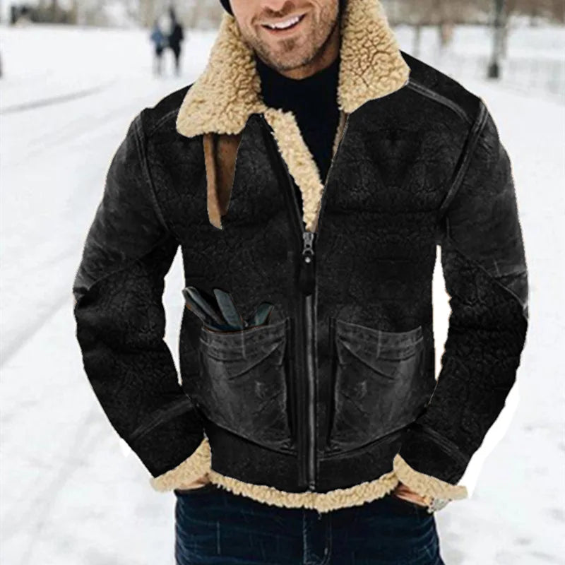 Men Liu Ming Trending Winter Thick Warm Zipper Fleece Jacket