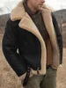 Men Ohsisa Winter Warm Faux Fur Motorcycle Jacket with Zipper