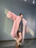 Women Fashion Turn Down Collar Temperament Long Fur Coat