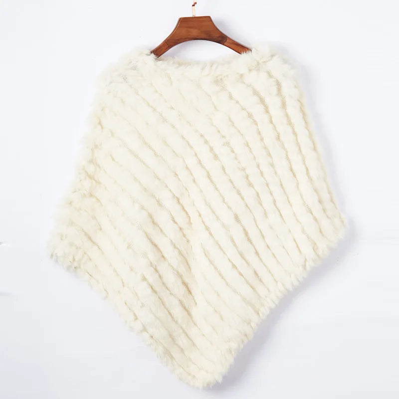 Women ETHEL ANDERSON Knitted Rabbit Fur Poncho Wrap Shawl Wedding or Party