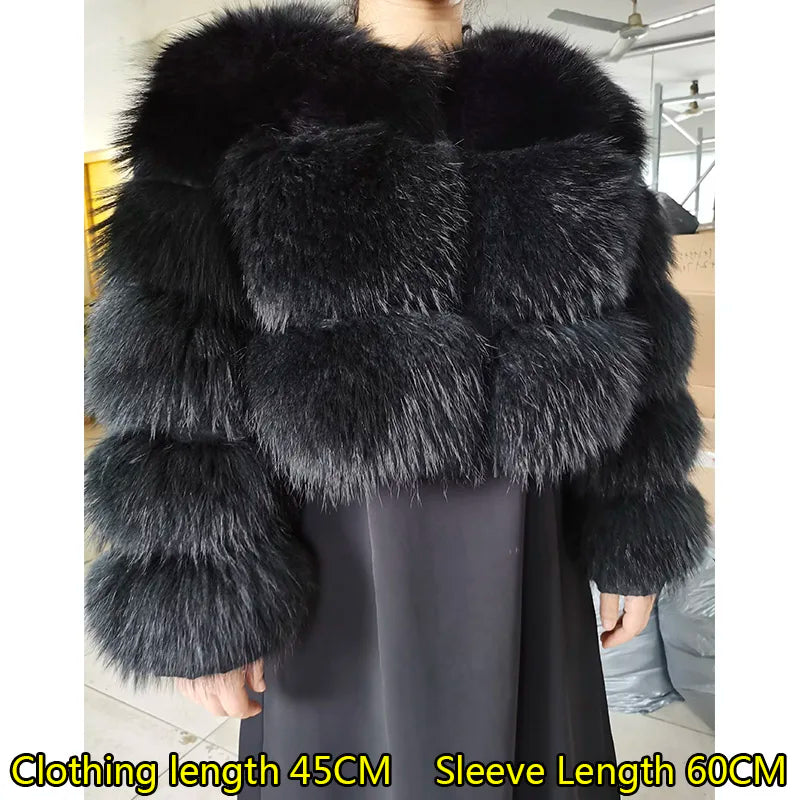 Women Fur coat Maomaokong High Quality Raccoon Fox Fur Long Sleeve With Hat