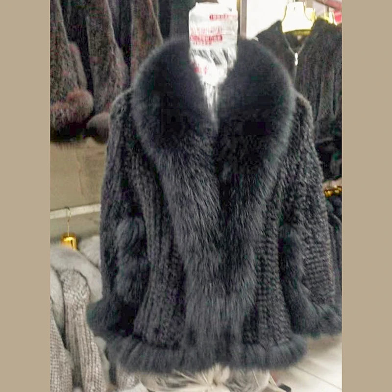 Women Fur Poncho Knitted 100% Natural Real Mink Shawl Natural Fox Fur