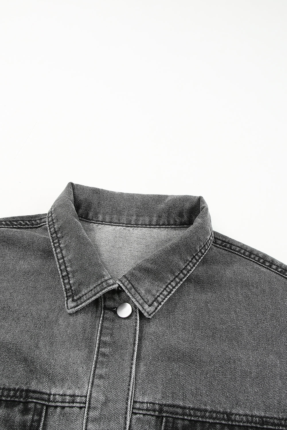 Jacket Shacket Grey Plaid Patch Flap Pocket Denim