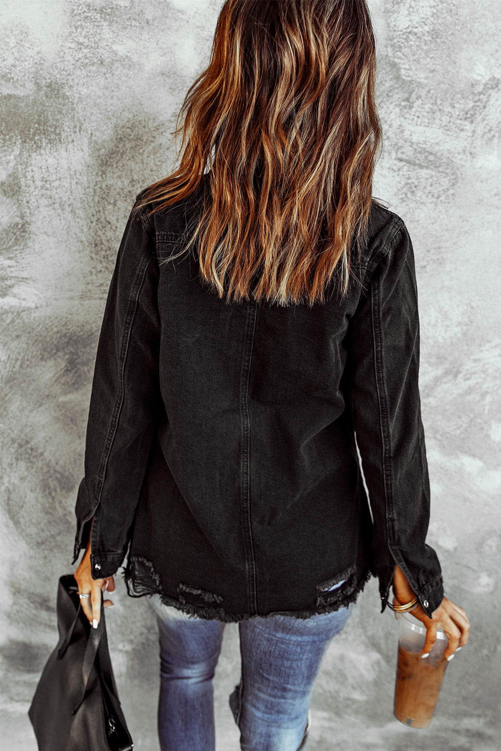 Denim Jacket Black Ripped