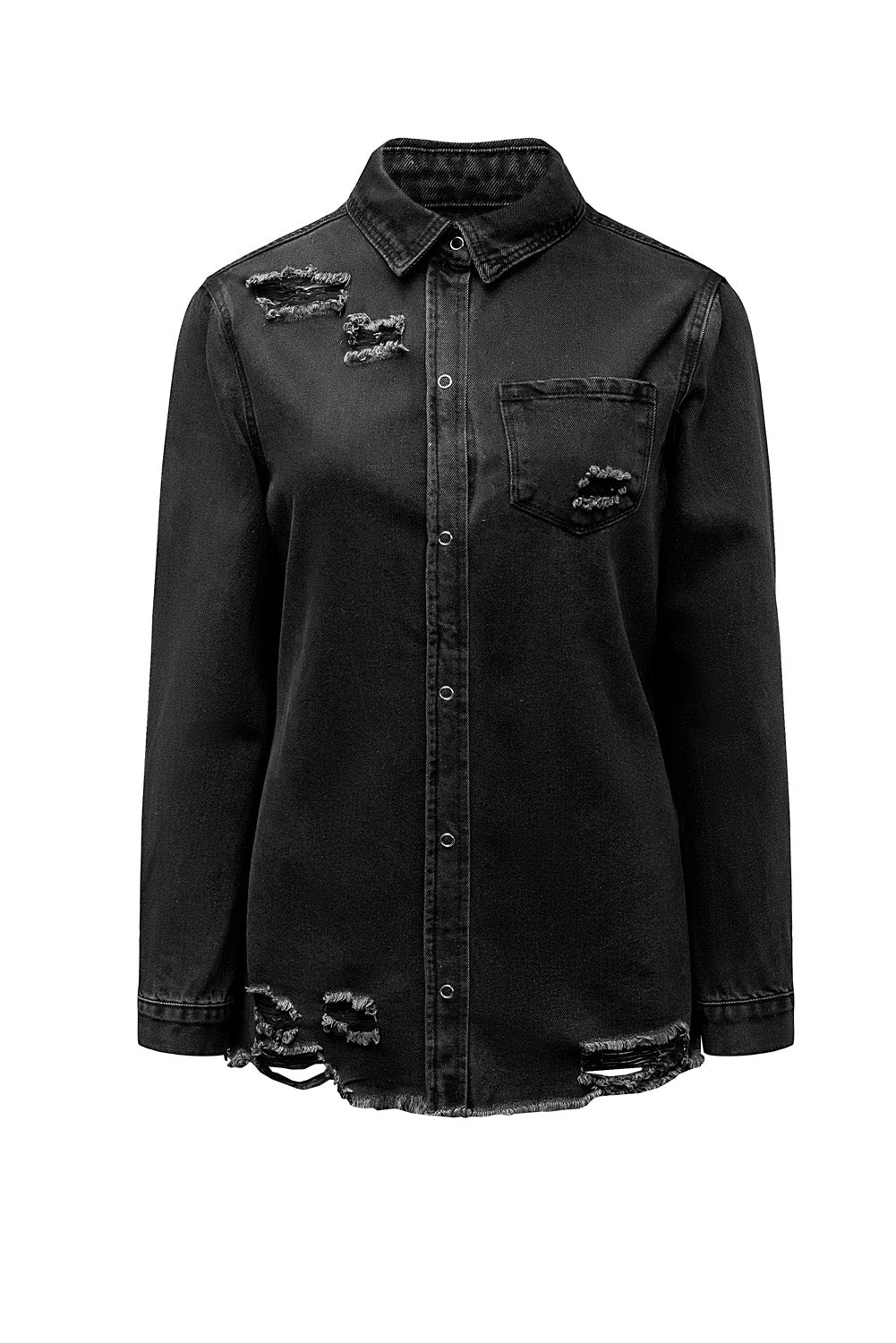 Denim Jacket Black Ripped